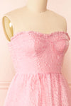 Yuka Short Pink Bustier Dress w/ Removable Straps | Boutique 1861 side close-up