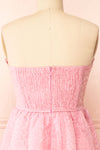 Yuka Short Pink Bustier Dress w/ Removable Straps | Boutique 1861 back close-up
