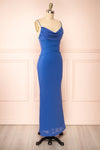 Yuqi Blue Maxi Dress w/ Lace-Up Details | Boutique 1861 side view