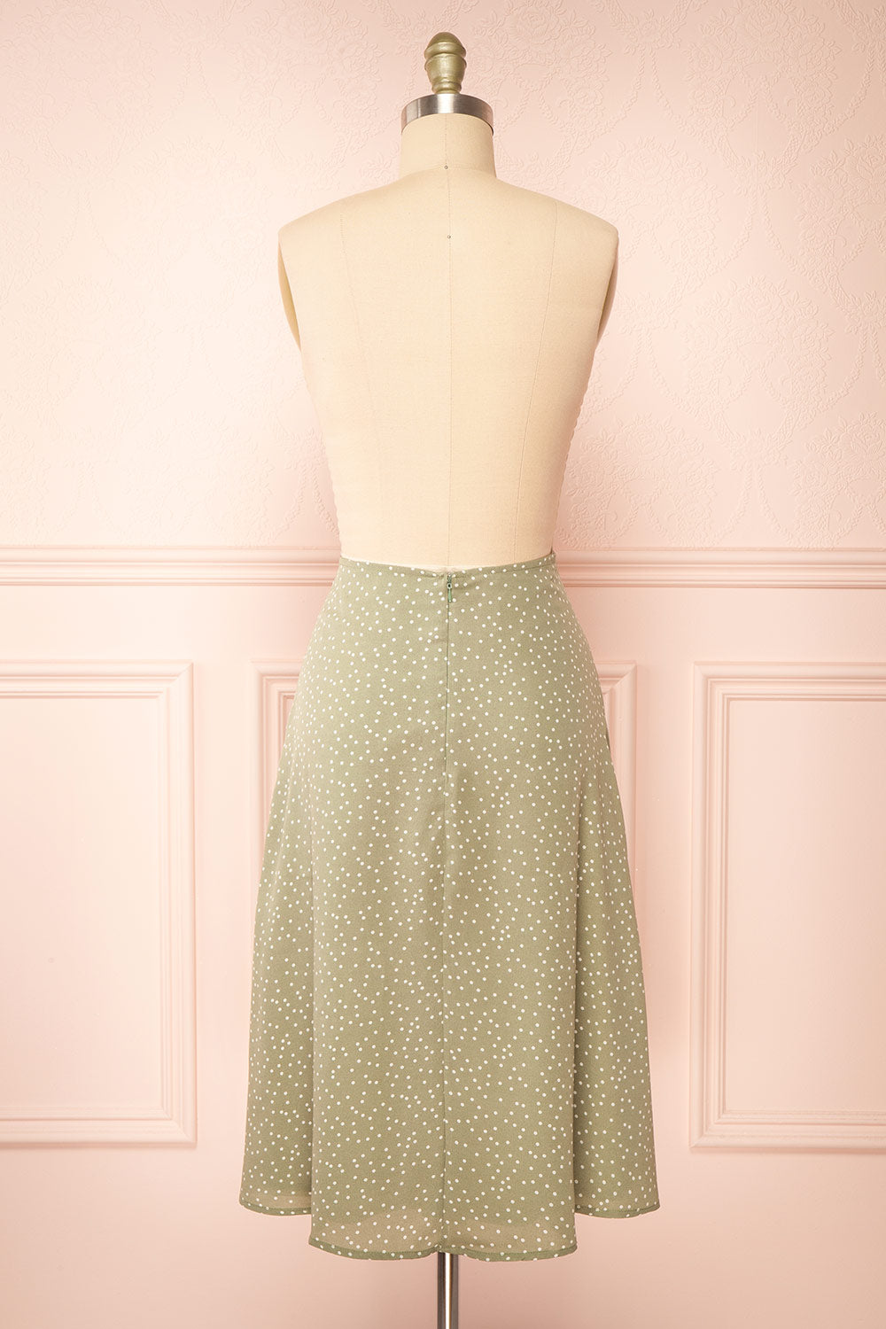 Yure Polka Dot Green A-line Midi Skirt | Boutique 1861 back view