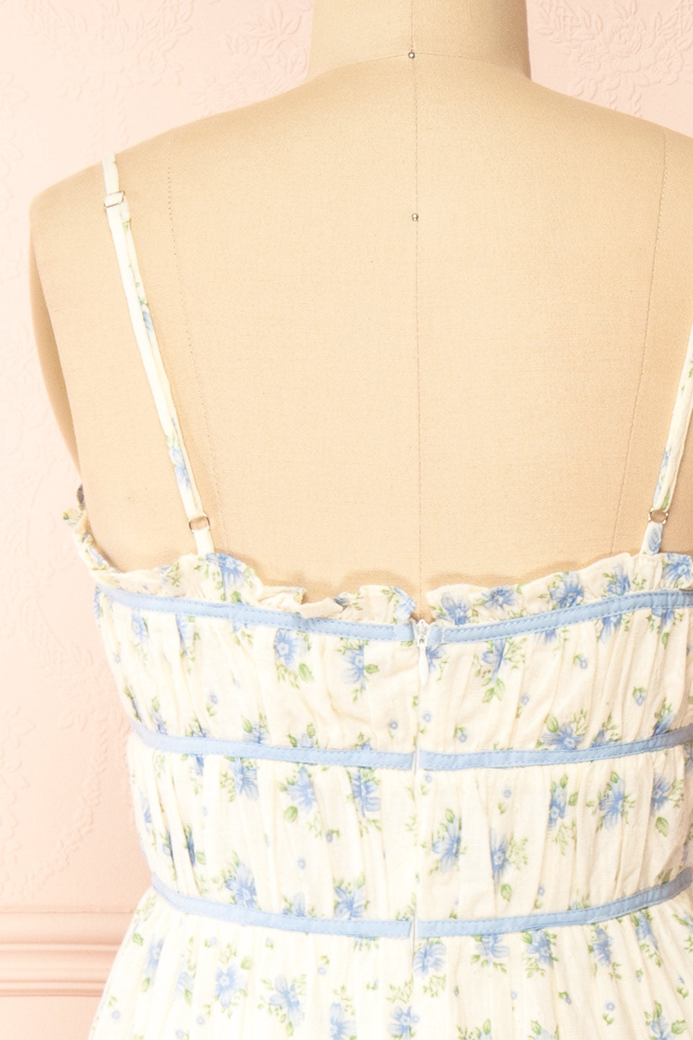 Yuriel Blue Floral A-Line Chiffon Midi Dress | Boutique 1861 back