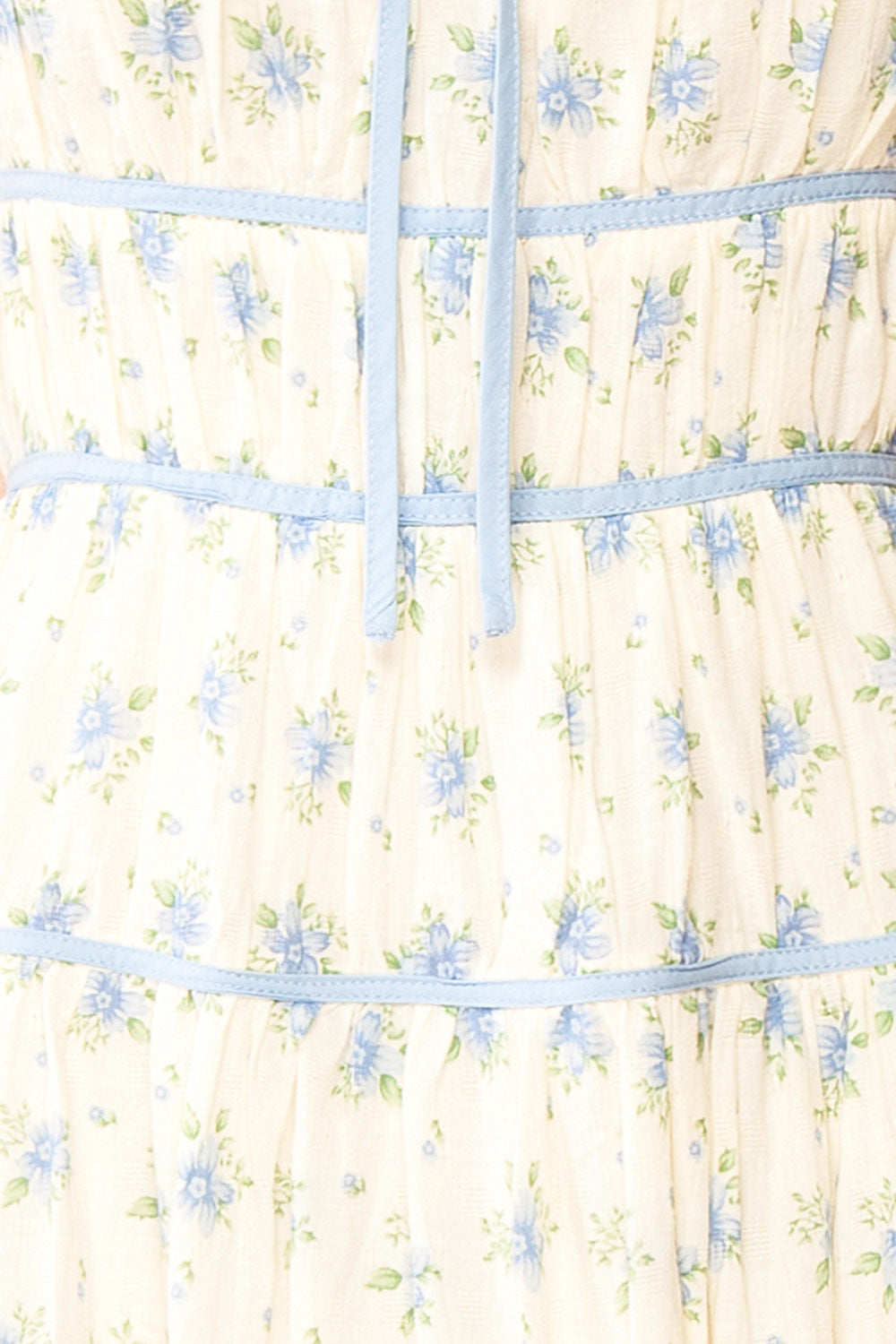 Yuriel Blue Floral A-Line Chiffon Midi Dress | Boutique 1861 fabric 