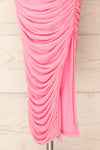 Yurtof Pink Fitted Ruched Midi Dress | La petite garçonne bottom