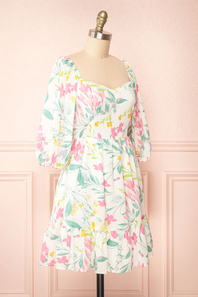 Zadie Floral Babydoll Dress w/ Sweetheart Neckline | Boutique 1861 side view