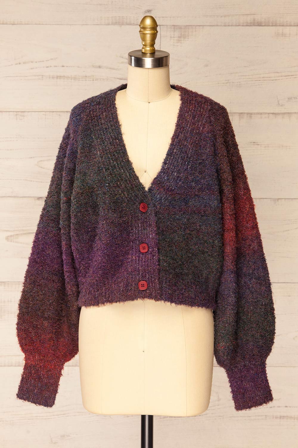 Zadigg Multicoloured Cardigan w/ Red Buttons | La petite garçonne front view 