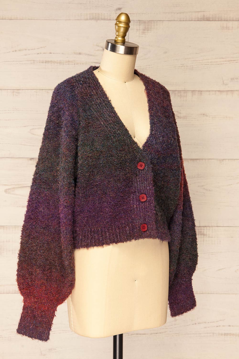 Zadigg Multicoloured Cardigan w/ Red Buttons | La petite garçonne side view