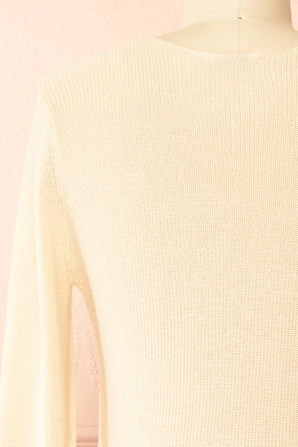 Zafreya Beige Cardigan with Black Ribbon Tie | Boutique 1861 bavk