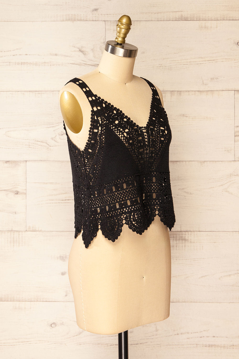 Zagreb Black Crochet Cropped Cami | La petite garçonne side view