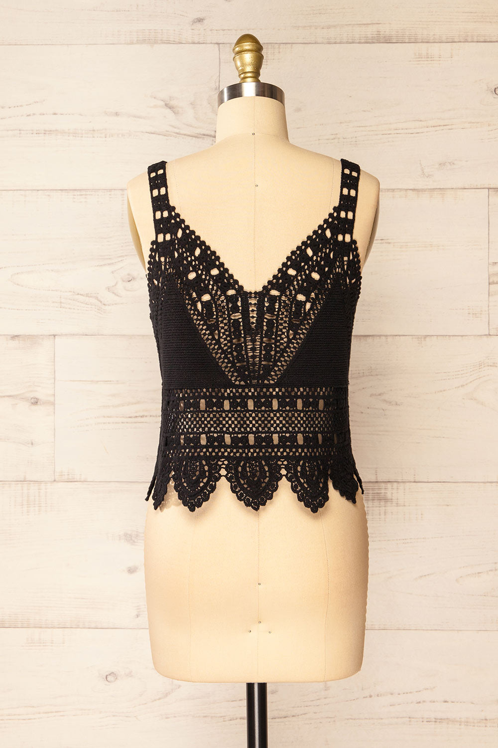 Zagreb Black Crochet Cropped Cami | La petite garçonne back view