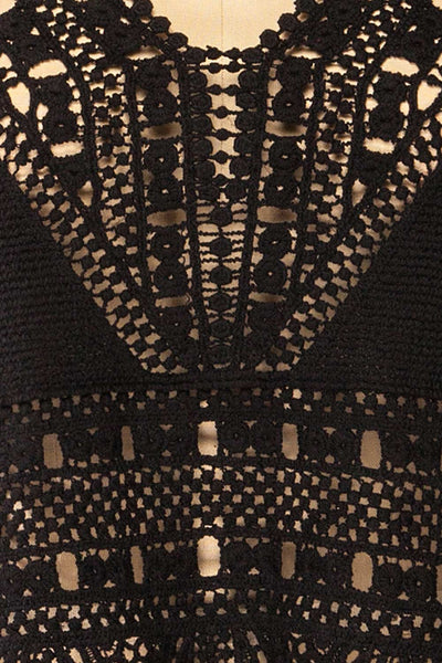 Zagreb Black Crochet Cropped Cami | La petite garçonne fabric