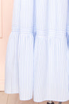 Zahia Blue Striped Maxi Dress w/ Puffy Sleeves | Boutique 1861 bottom