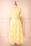 Zahrada Yellow Floral Midi Shirt Dress | Boutique 1861 front view