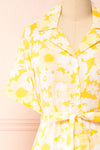 Zahrada Yellow Floral Midi Shirt Dress | Boutique 1861 front close-up