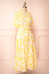 Zahrada Yellow Floral Midi Shirt Dress | Boutique 1861 side view