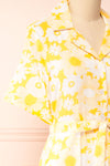 Zahrada Yellow Floral Midi Shirt Dress | Boutique 1861 side close-up