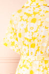 Zahrada Yellow Floral Midi Shirt Dress | Boutique 1861 back close-up
