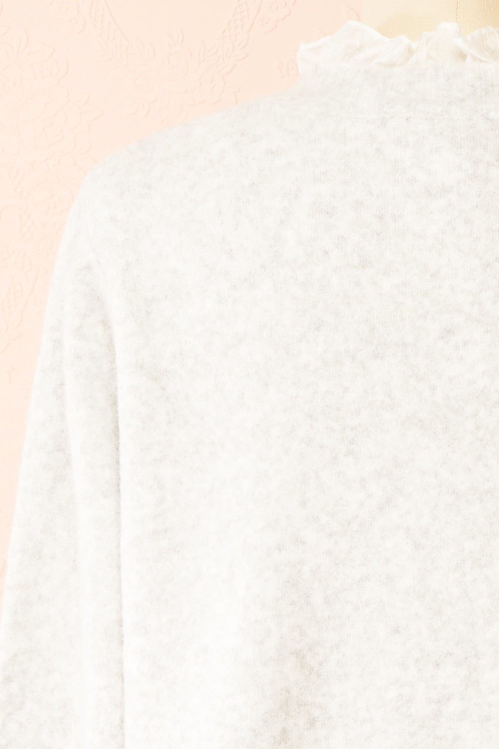 Zamina Grey Cardigan with Ruffles Trim | Boutique 1861 back