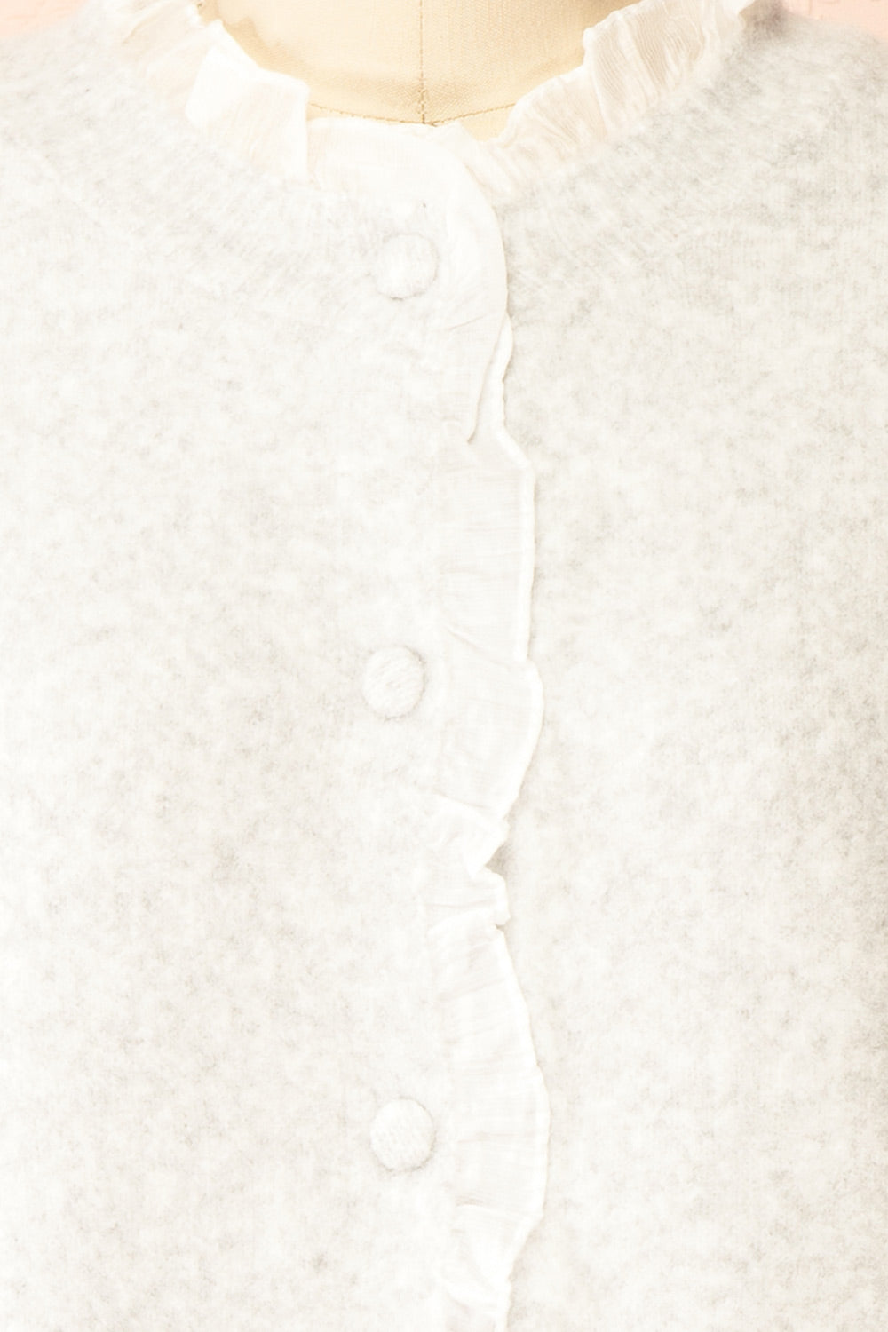 Zamina Grey Cardigan with Ruffles Trim | Boutique 1861 fabric 