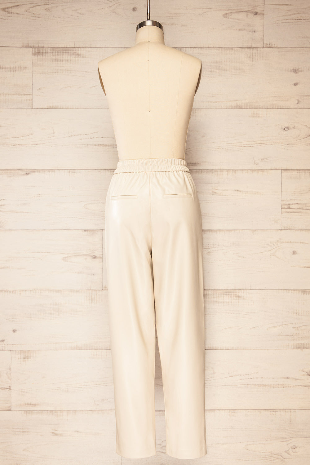 Zander Beige Faux-Leather Pants | La petite garçonne back view