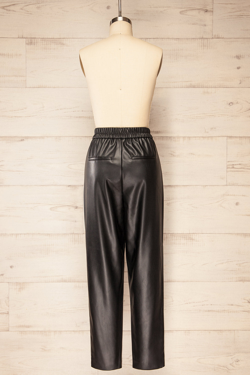 Zander Black Faux-Leather Pants | La petite garçonne back view