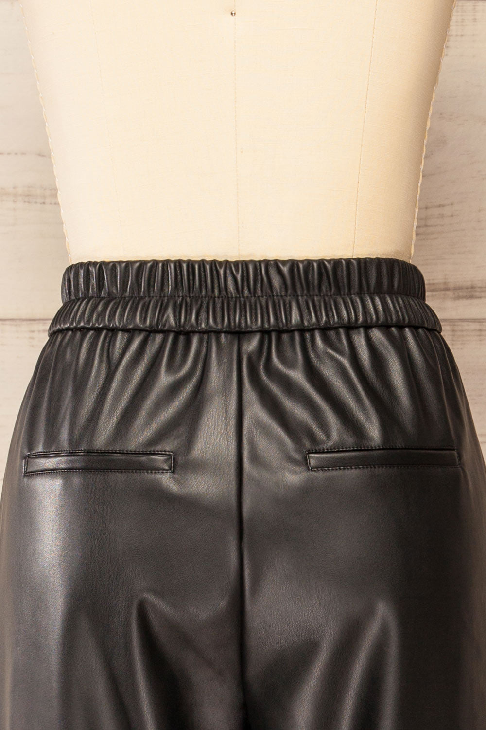 Zander Black Faux-Leather Pants | La petite garçonne back