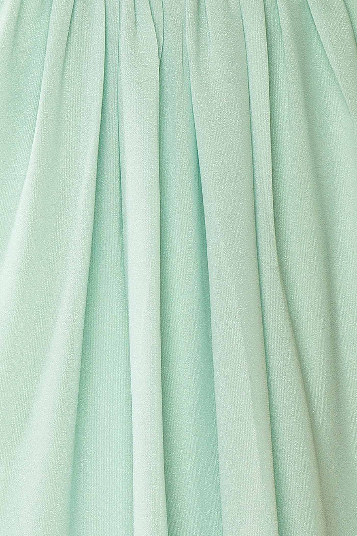 Zanura Menthe | Robe Maxi en Chiffon à Col V et Dos à Lacer