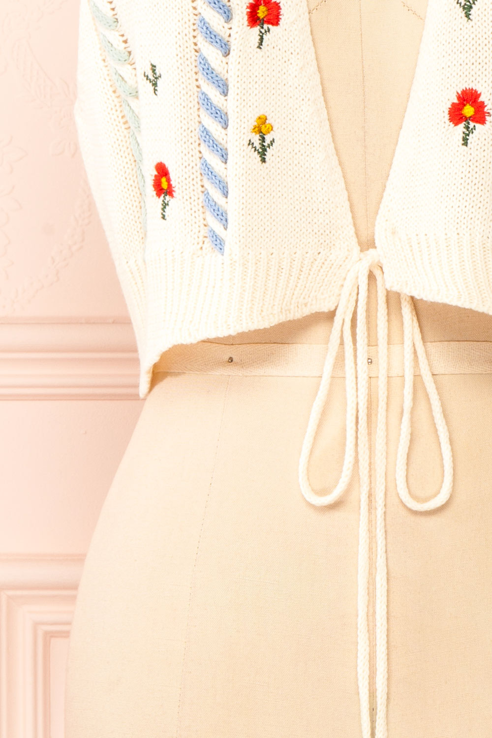 Zaraiah Cream Knit Vest w/ Floral Embroidery | Boutique 1861  bottom