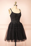 Zarielle Short Black Tulle Tiered Dress | Boutique 1861 side view
