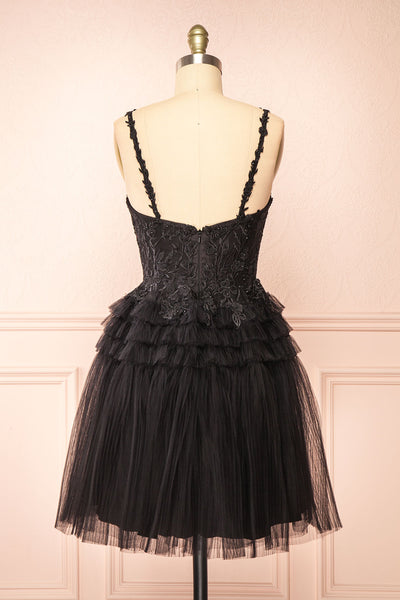 Zarielle Short Black Tulle Tiered Dress | Boutique 1861 back view