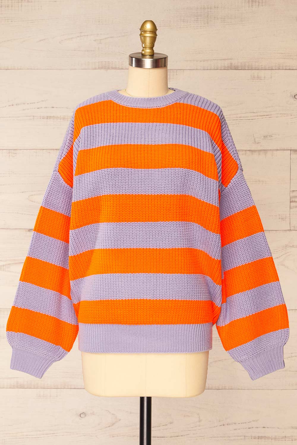 Zario Orange Stripped Oversized Knit Sweater | La petite garçonne front view