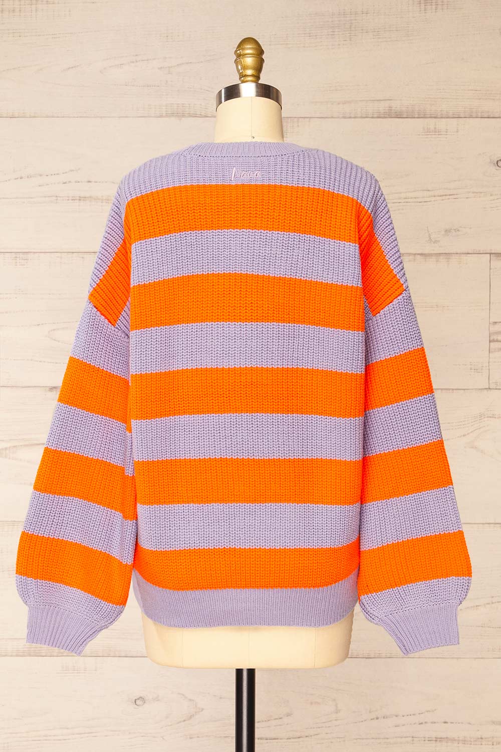 Zario Orange Stripped Oversized Knit Sweater | La petite garçonne back view
