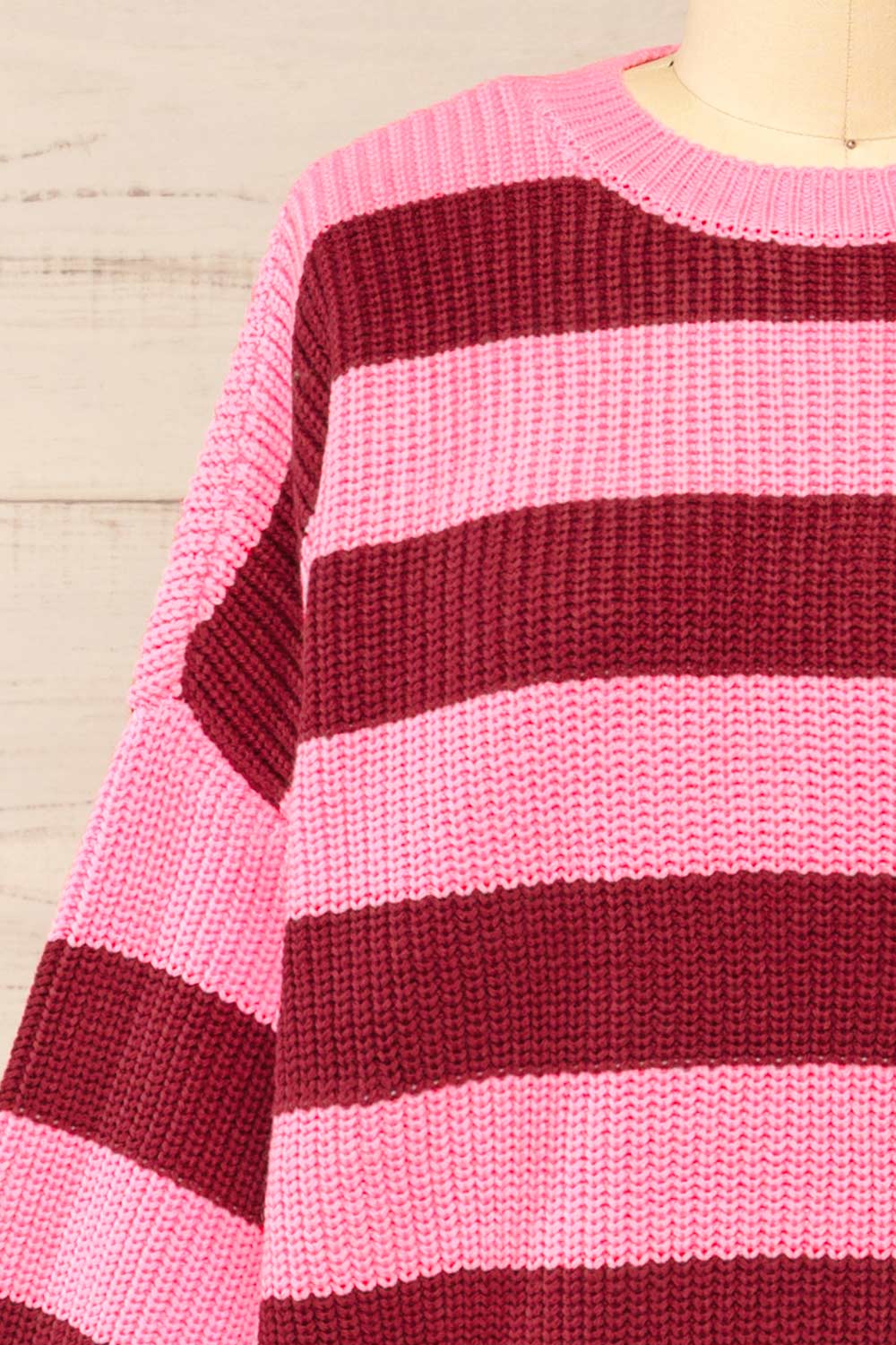 Zario Pink Stripped Oversized Knit Sweater | La petite garçonne front