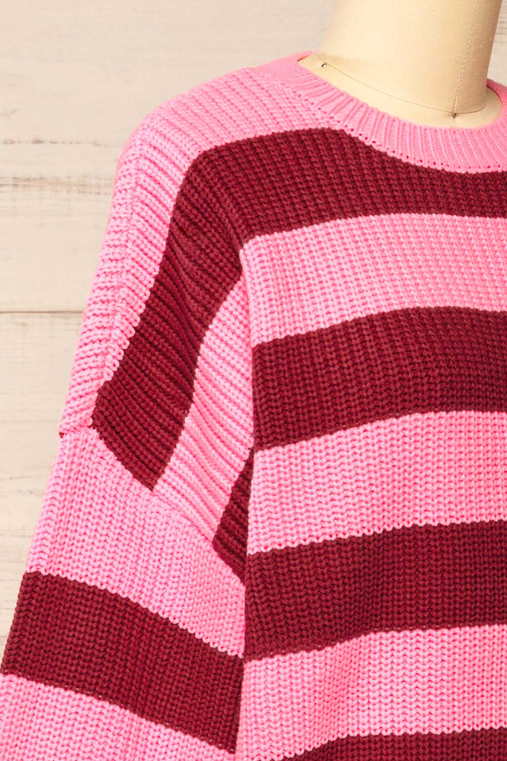 Zario Pink Stripped Oversized Knit Sweater | La petite garçonne side