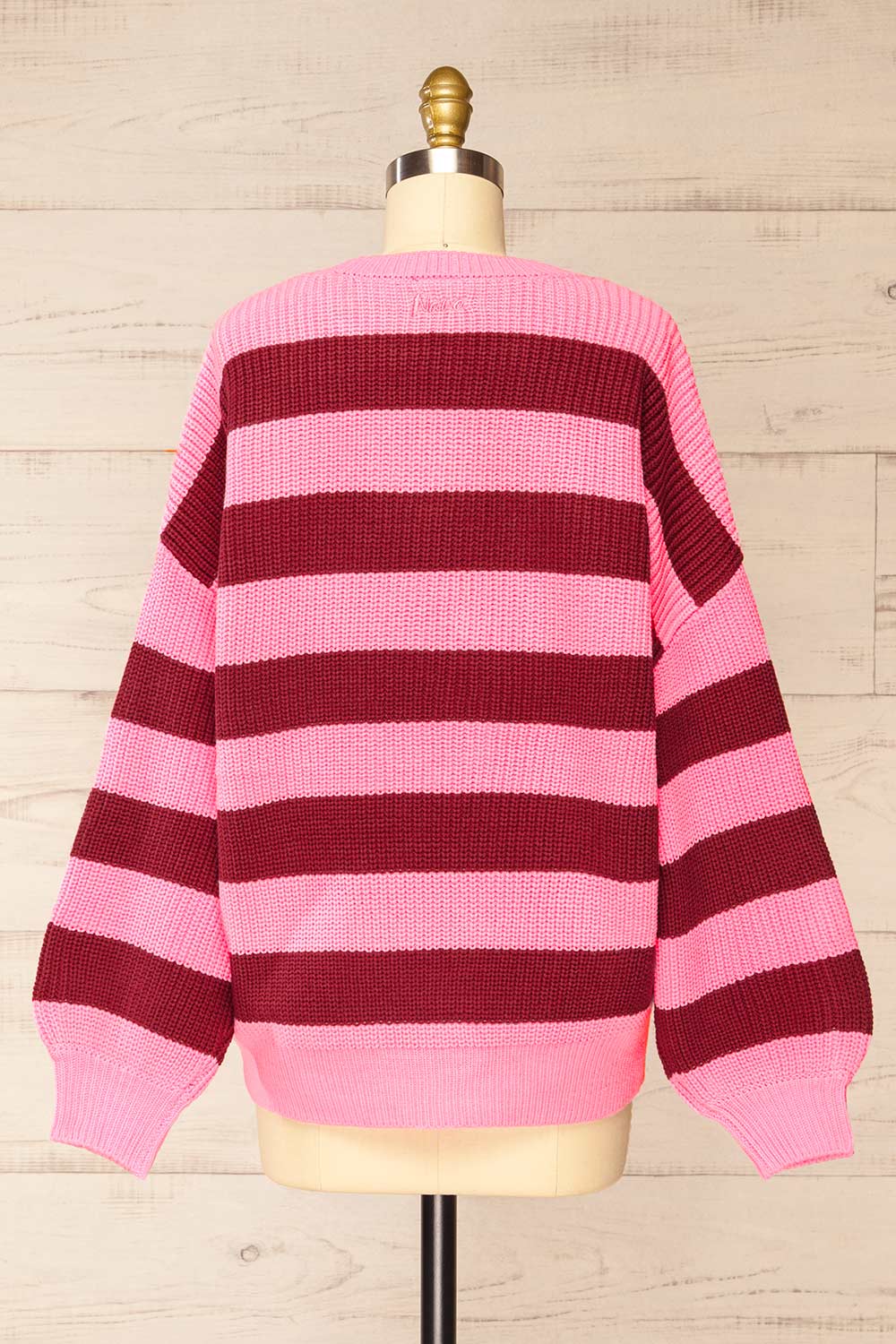 Zario Pink Stripped Oversized Knit Sweater | La petite garçonne back view