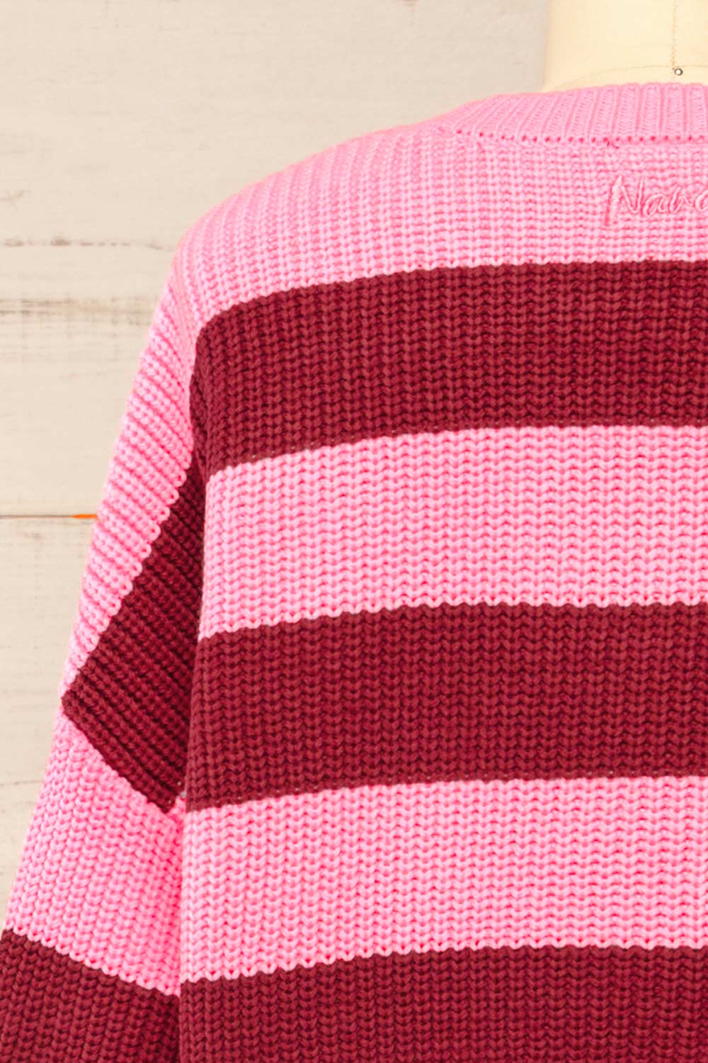 Zario Pink Stripped Oversized Knit Sweater | La petite garçonne back