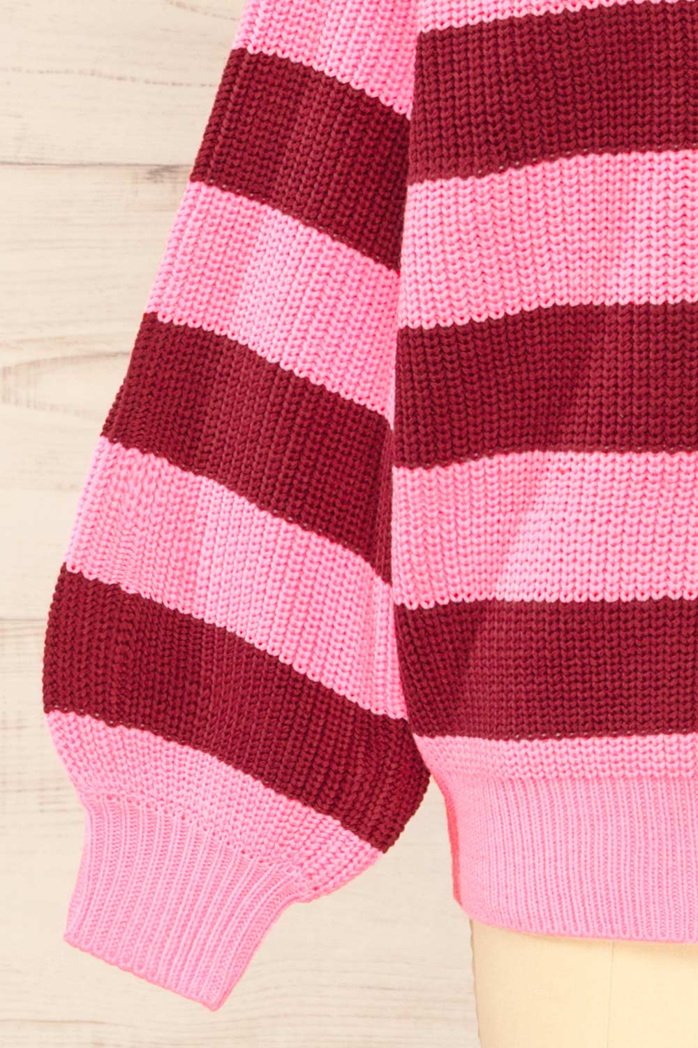 Zario Pink Stripped Oversized Knit Sweater | La petite garçonne bottom