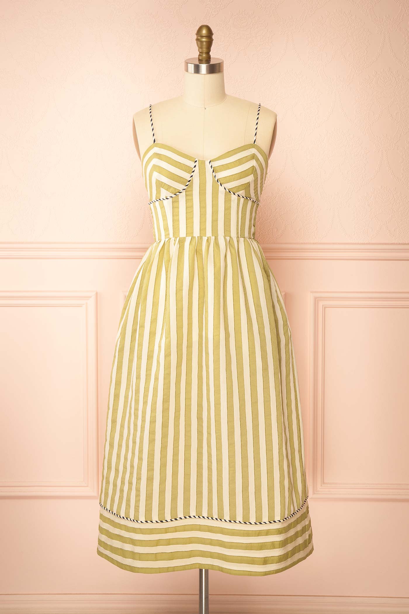 Zayan | Striped Midi Dress with Pockets