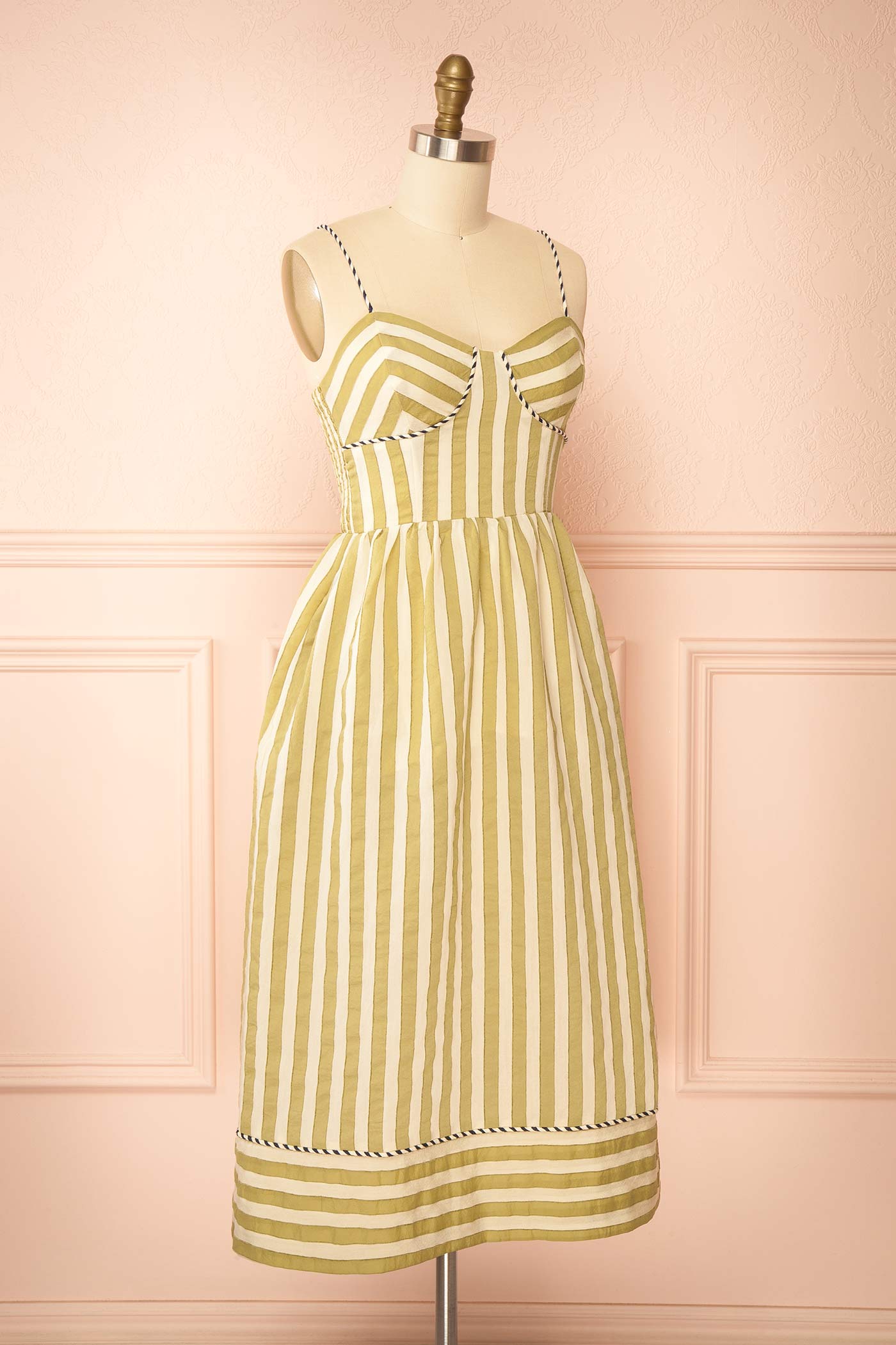 Zayan | Striped Midi Dress with Pockets