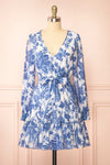 Zefira Short A-Line Floral Blue Dress | Boutique 1861 front view