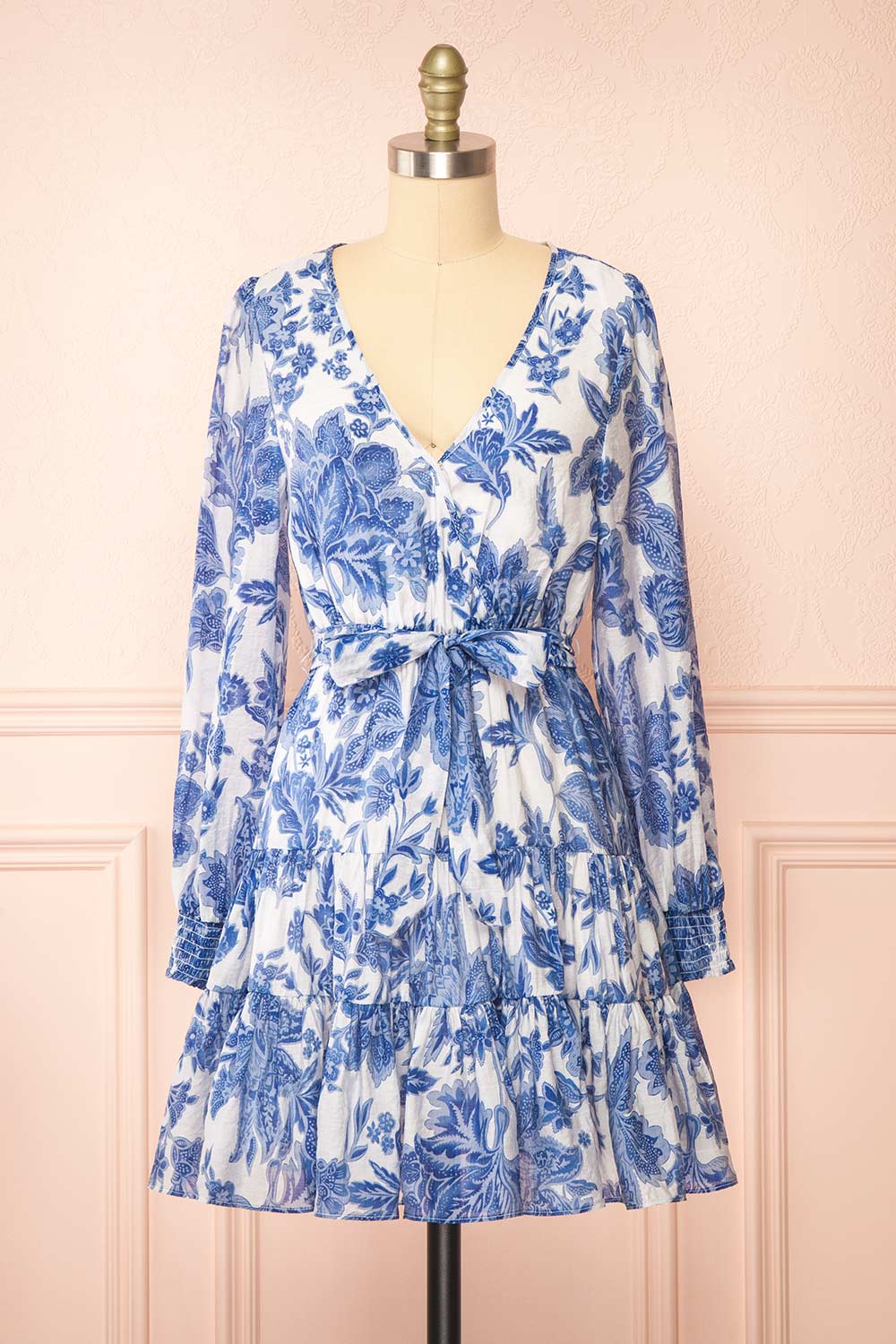 Zefira Robe Courte Fleurie Bleu Ligne A Boutique 1861