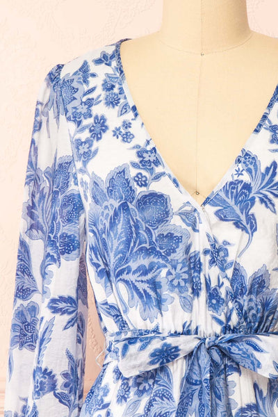 Zefira Short A-Line Floral Blue Dress | Boutique 1861 front