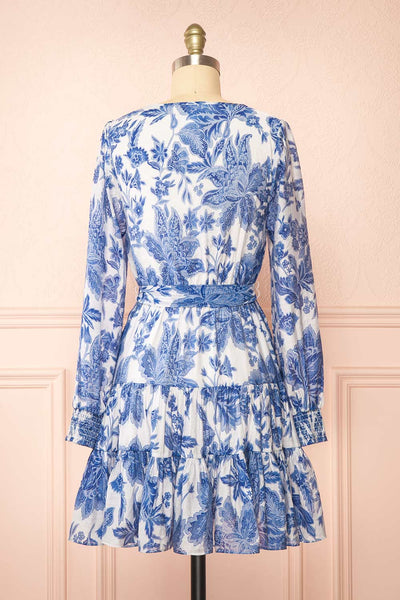 Zefira Short A-Line Floral Blue Dress | Boutique 1861 back view
