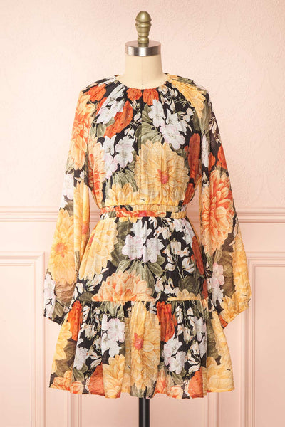 Zelaraine Short Floral Dress w/ Long Sleeves | Boutique 1861 front view