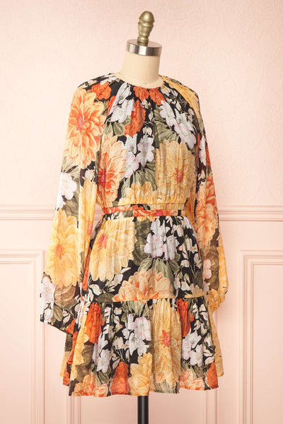 Zelaraine Short Floral Dress w/ Long Sleeves | Boutique 1861  side view