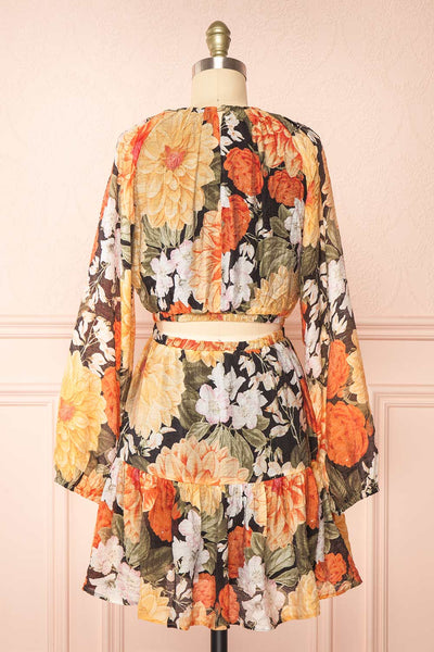 Zelaraine Short Floral Dress w/ Long Sleeves | Boutique 1861  back view