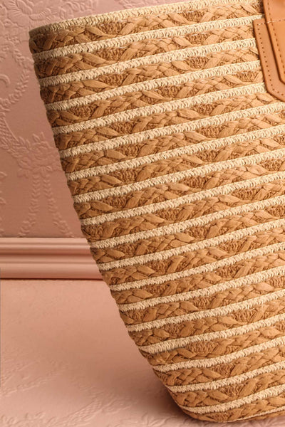 Zenaba Striped Straw Tote Bag | Boutique 1861 side close-up