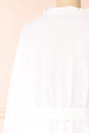 Zenaria White Linen Kimono w/ Ruffles | Boutique 1861 back close-up