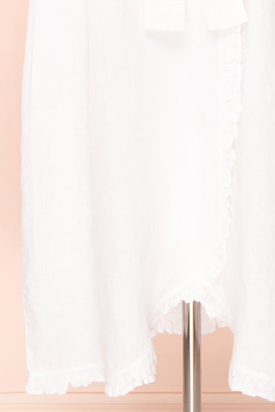 Zenaria White Linen Kimono w/ Ruffles | Boutique 1861 bottom