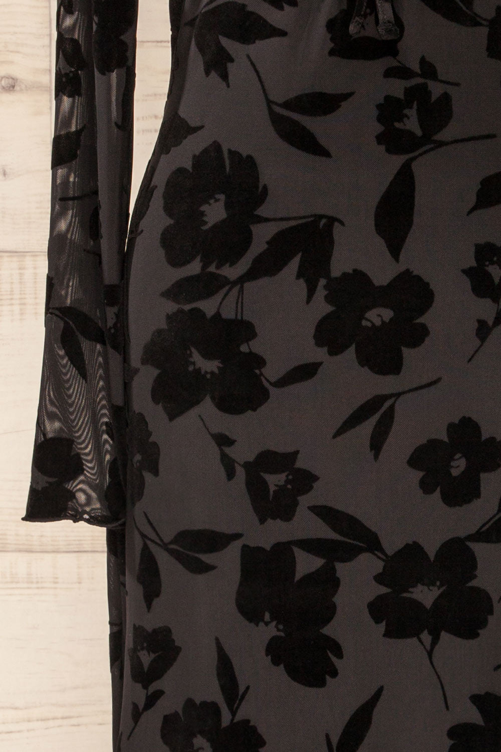 Zennor Black Mesh Floral Dress w/ Long Sleeves | La petite garçonne sleeve
