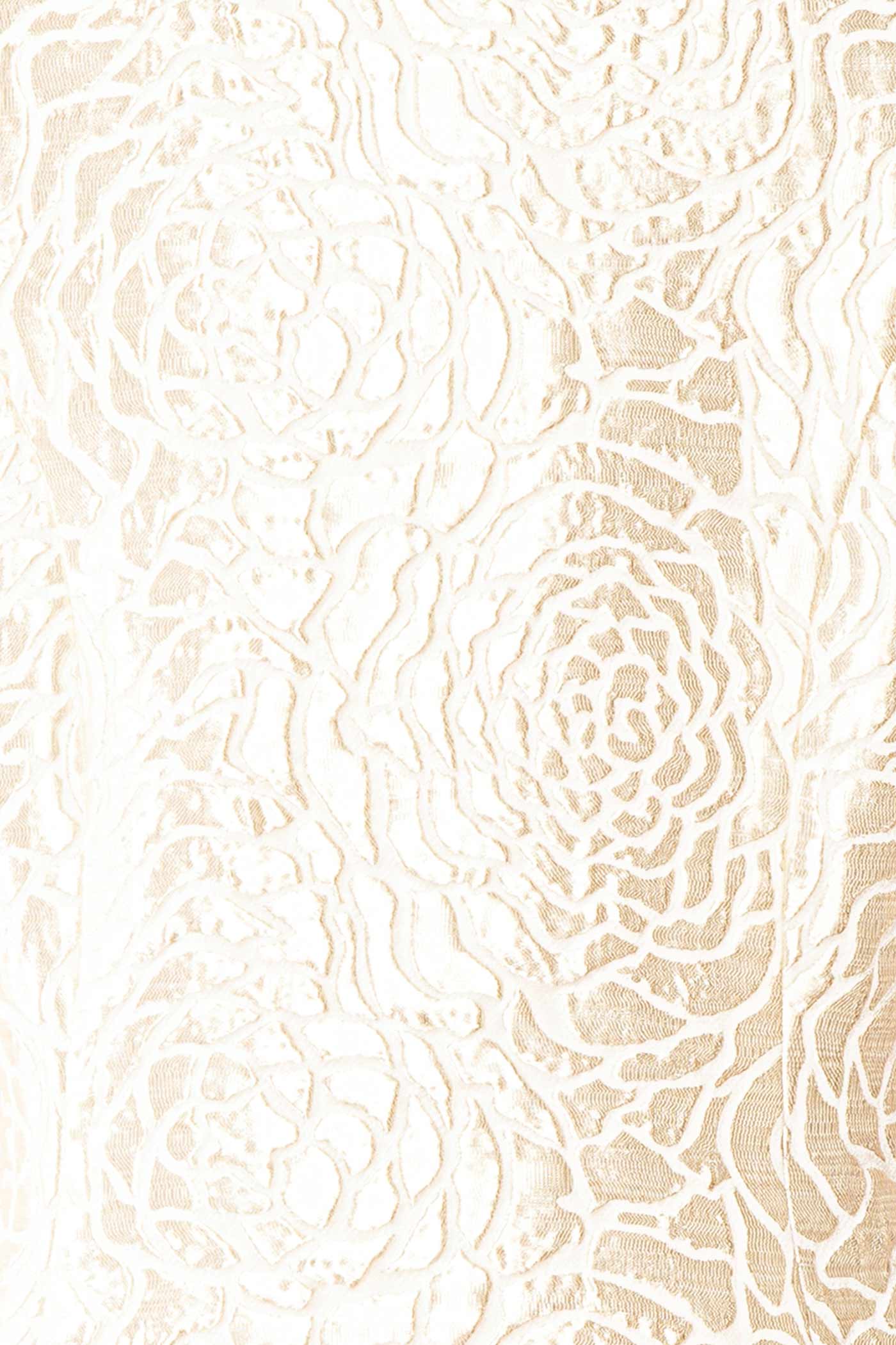 Zephyros | Haut à Manches Bouffantes en Jacquard Floral Ivoire avec Boutons Perles